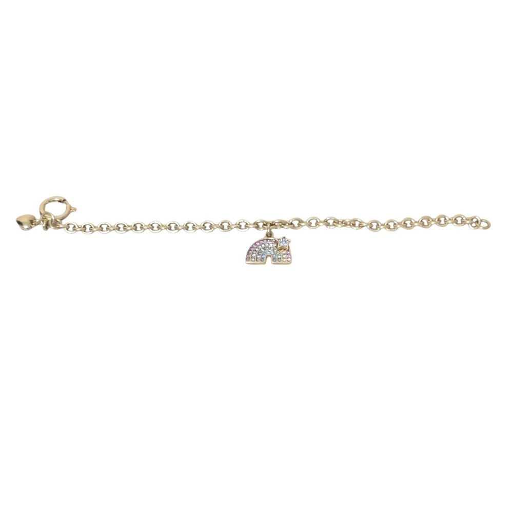 Juicy Couture Chain Rainbow Charm Gold Tone Oval Link Bracelet Collectable NWT - Picture 3 of 6